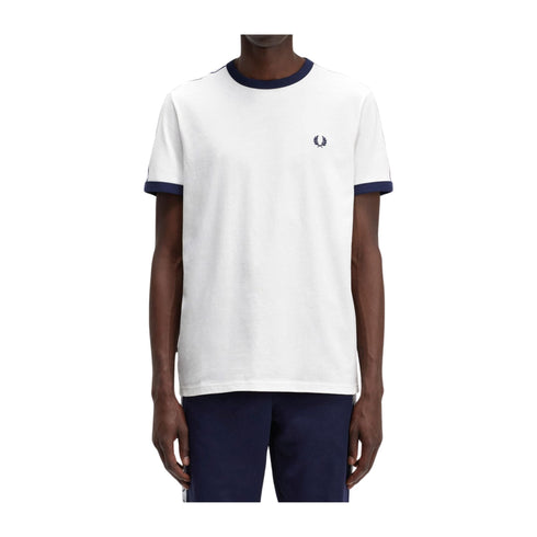 Fred Perry T-shirt T-shirt Uomo Ringer a girocollo Bianco P24-FRED PERRYM4620-129-S - Francavilla Moda