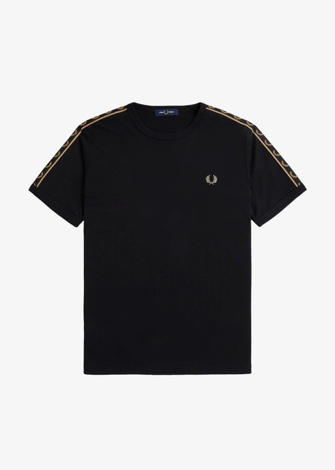 Fred Perry T-shirt T-shirt Uomo Ringer tape Nero beige P24-FRED PERRYM4613-U78-S - Francavilla Moda
