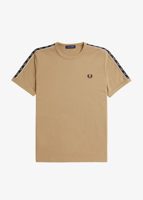 Fred Perry T-shirt T-shirt Uomo Ringer tape Beige nero P24-FRED PERRYM4613-V19-S - Francavilla Moda
