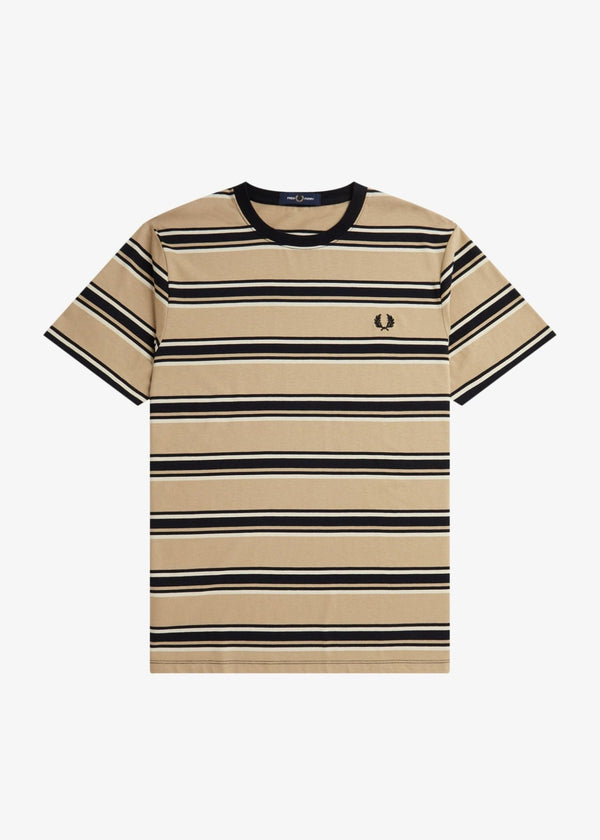 Fred Perry T-shirt T-shirt Uomo Stripe Beige nero P24-FRED PERRYM6557-V19P-S - Francavilla Moda