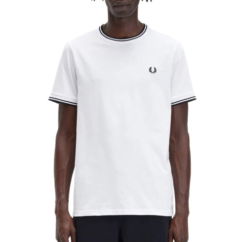 Fred Perry T-shirt T-shirt Uomo Twin Tipped girocollo Bianco - Francavilla Moda