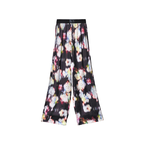 Gaelle Pantaloni Pantalone da Donna in raso stampato Nero multi - Francavilla Moda