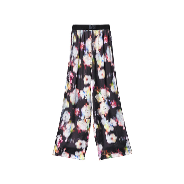 Gaelle Pantaloni Pantalone da Donna in raso stampato Nero multi - Francavilla Moda