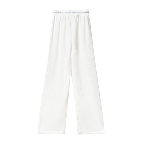 Gaelle Pantaloni Pantalone Donna groffato con banda Bianco - Francavilla Moda