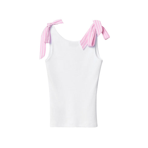 Gaelle Top Top Donna con fiocchi sulle spalle Bianco - Francavilla Moda