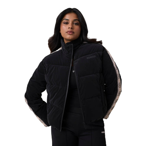 Guess Athleisure Piumino corto Piumino Donna corto con bande logate XS A26-GUESS ATHLEISUREV5BL11WGYC2-JBLK-XS - Francavilla Moda