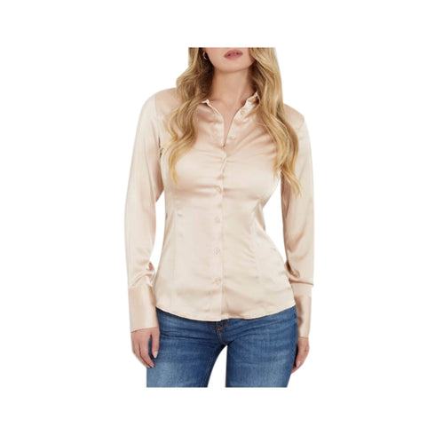 Guess Camicia casual Camicia Donna in raso tinta unita Panna - Francavilla Moda
