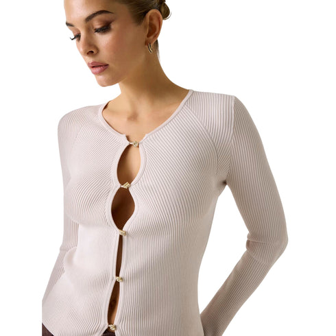Guess Cardigan Cardigan donna con bottoni gioiello XS P26-GUESSW6RR35Z0132-G9B8-XS - Francavilla Moda