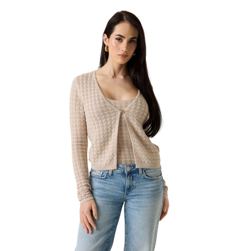 Guess Cardigan Cardigan donna lavorato a maglia con scollo a barca XS P26-GUESSW6GR07Z0588-SM2K-XS - Francavilla Moda