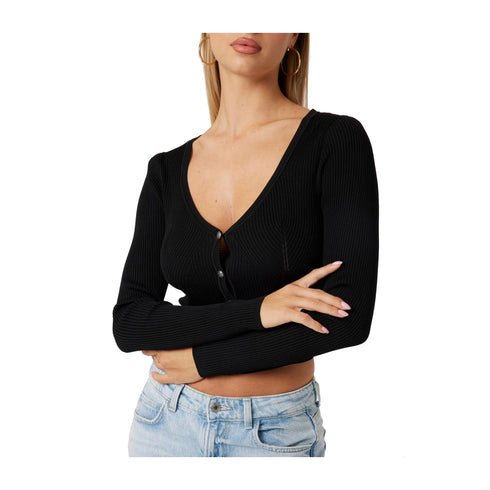 Guess Cardigan Cardigan Donna Lucille cropped Nero - Francavilla Moda