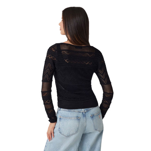 Guess Cardigan Cardigan Donna Traforato a V S P25 - GUESSW5GR15Z3E22 - JBLK - S - Francavilla Moda