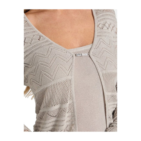 Guess Cardigan Cardigan Donna Traforato a V Grigio - Francavilla Moda
