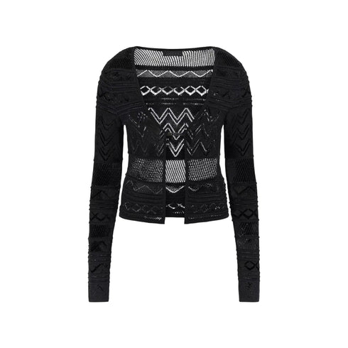 Guess Cardigan Cardigan Donna Traforato a V S P25 - GUESSW5GR15Z3E22 - JBLK - S - Francavilla Moda