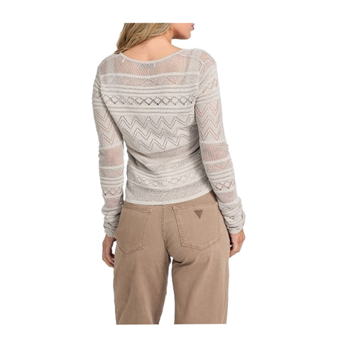 Guess Cardigan Cardigan Donna Traforato a V Grigio - Francavilla Moda