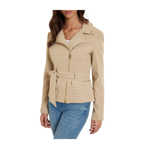 Guess Giacca leggera Giubbino Donna New Agnes con cinta Taupe - Francavilla Moda