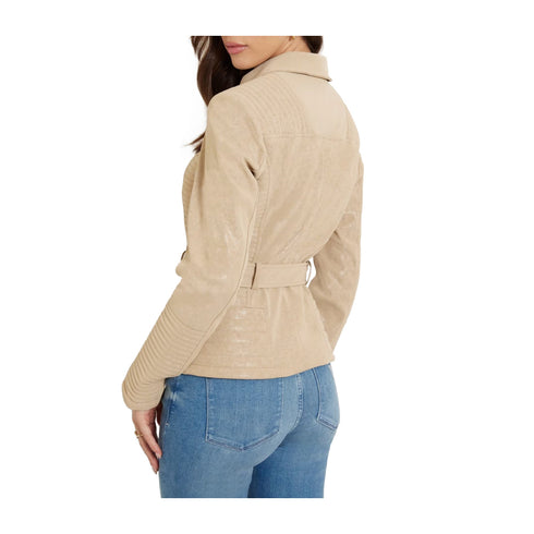 Guess Giacca leggera Giubbino Donna New Agnes con cinta Taupe - Francavilla Moda