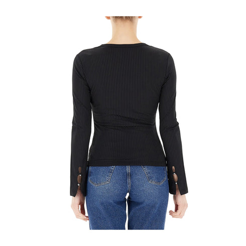 Guess Maglia Maglia Donna a costine scolla a V XS - Francavilla Moda