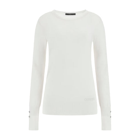 Guess Maglia Maglia Donna basic in misto viscosa Panna - Francavilla Moda