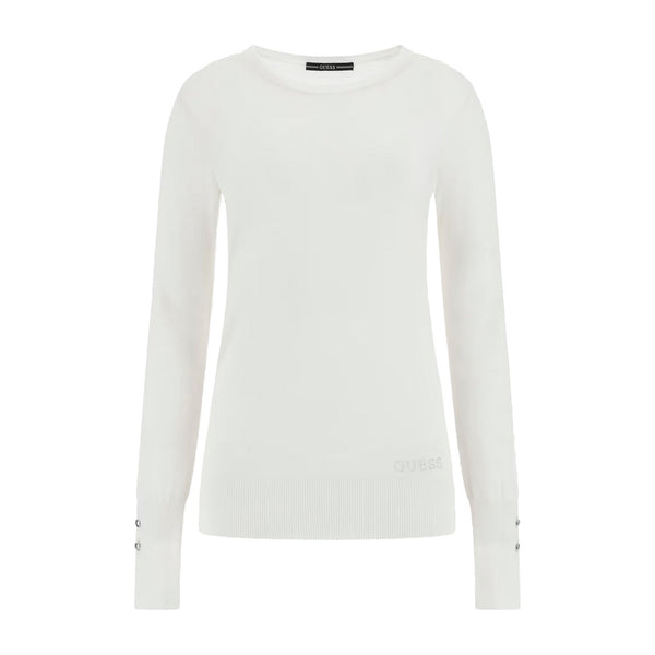 Guess Maglia Maglia Donna basic in misto viscosa Panna - Francavilla Moda