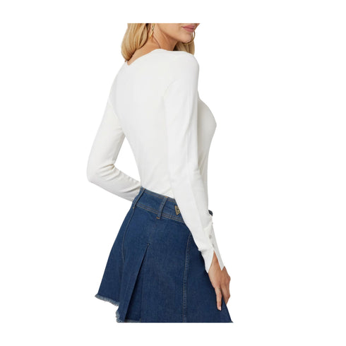 Guess Maglia Maglia Donna basic in misto viscosa Panna - Francavilla Moda