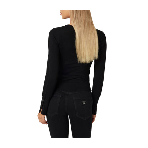 Guess Maglia Maglia Donna basic in misto viscosa Nero A24 - GUESSW2YR30Z2V62 - JBLK - XS - Francavilla Moda