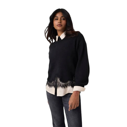 Guess Pullover Maglia Donna con dettaglio pizzo XS A26-GUESSW6BR38Z1433-JBLK-XS - Francavilla Moda