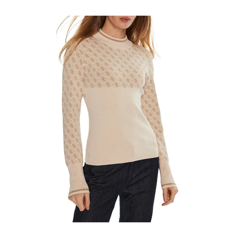Guess Pullover Maglia Donna con logo 4G Panna beige - Francavilla Moda