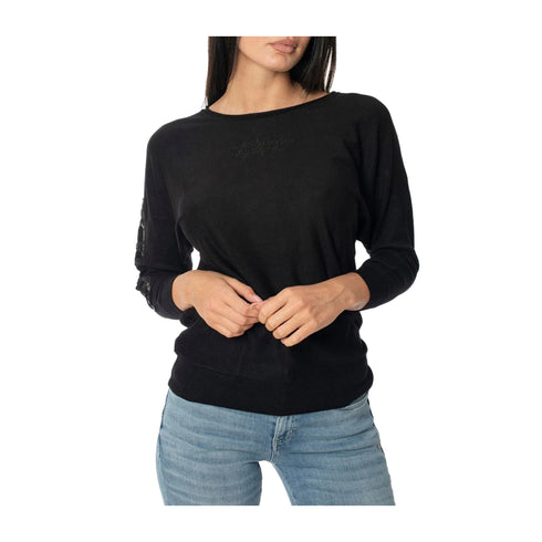Guess Pullover Maglia Donna con logo paillettes Nero A24 - GUESSW4YR34Z2NQ2 - JBLK - XS - Francavilla Moda