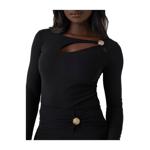 Guess Maglia Maglia Donna cut - out con bottone dorato XS - Francavilla Moda