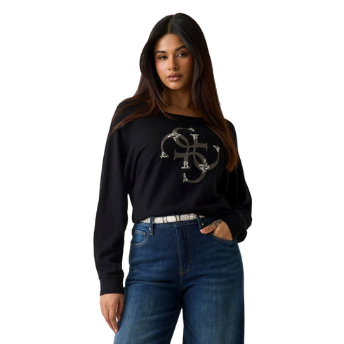 Guess Maglia Maglia Donna Gemme con logo paillettes XS - Francavilla Moda