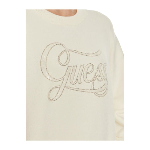 Guess Pullover Maglia Donna Laura con logo Panna - Francavilla Moda