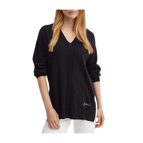 Guess Pullover Maglia Donna Matilda a V Nero A24 - GUESSW4YR55Z3FH0 - JBLK - XS - Francavilla Moda