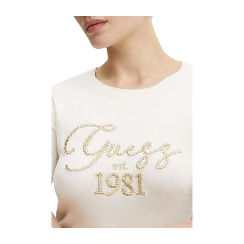 Guess Maglia Maglia Donna Paloma a maniche corte Panna - Francavilla Moda