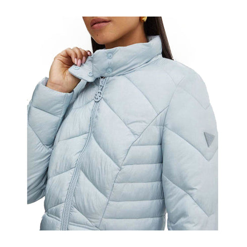 Guess Giacca imbottita Piumino Donna Juliane Puffer Celeste - Francavilla Moda