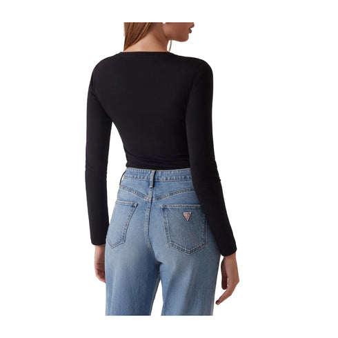 Guess T-shirt T-shirt Donna a maniche lunghe con logo Nero P25 - GUESSW5RI65J1314 - JBLK - XS - Francavilla Moda