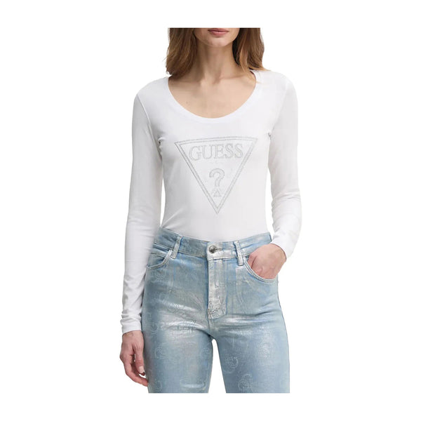 Guess T-shirt T-shirt Donna a maniche lunghe con logo Bianco - Francavilla Moda