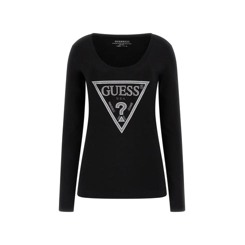 Guess T-shirt T-shirt Donna a maniche lunghe con logo Nero P25 - GUESSW5RI65J1314 - JBLK - XS - Francavilla Moda