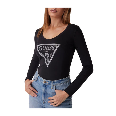 Guess T-shirt T-shirt Donna a maniche lunghe con logo Nero P25 - GUESSW5RI65J1314 - JBLK - XS - Francavilla Moda