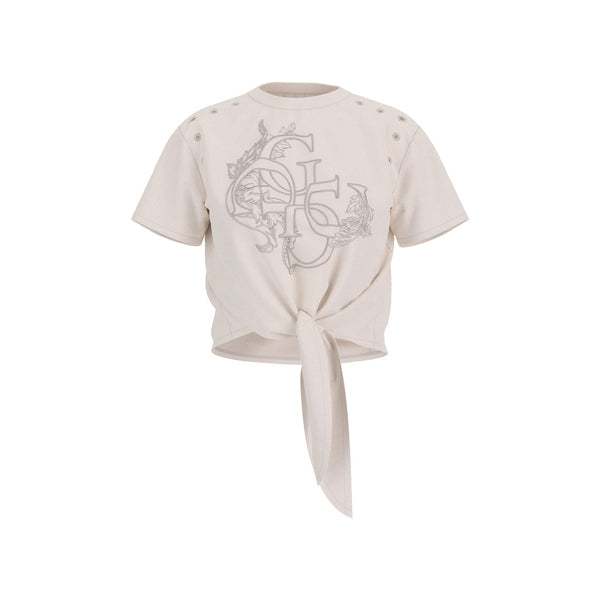 GUESS T-shirt T-shirt Donna con logo e fiocco Panna - Francavilla Moda