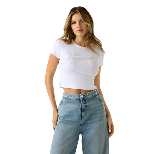 Guess T-shirt mm T-shirt donna con logo in strass XS - Francavilla Moda