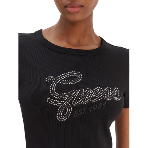 Guess T-shirt mm T-shirt donna con logo in strass XS P26-GUESSW6RI22KA0H1-JBLK-XS - Francavilla Moda