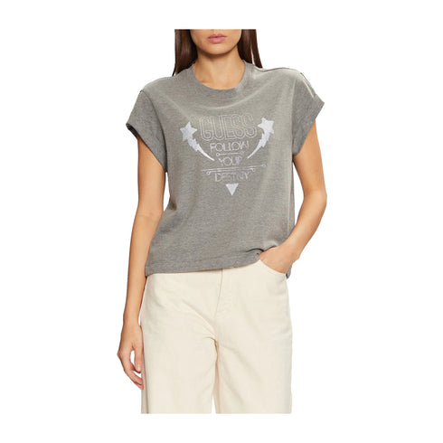 Guess T-shirt T-shirt Donna con scritta a strass Grigio chiaro P25 - GUESSW5RI06I3Z14 - MCH - XS - Francavilla Moda