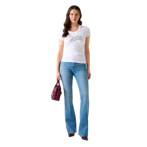Guess T-shirt mm T-shirt donna con strass logo XS P26-GUESSW6RI24J1314-G011-XS - Francavilla Moda