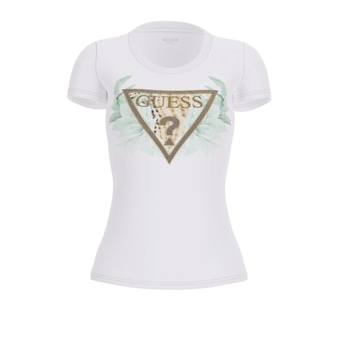 Guess T-shirt T-shirt Donna con triangolo e cornice floreale XS - Francavilla Moda