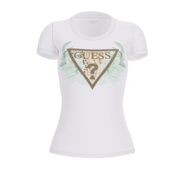 Guess T-shirt T-shirt Donna con triangolo e cornice floreale XS - Francavilla Moda