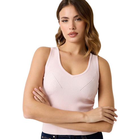 Guess Top Top donna a costine scollo V XS P26-GUESSW6RR36Z0132-G9B8-XS - Francavilla Moda