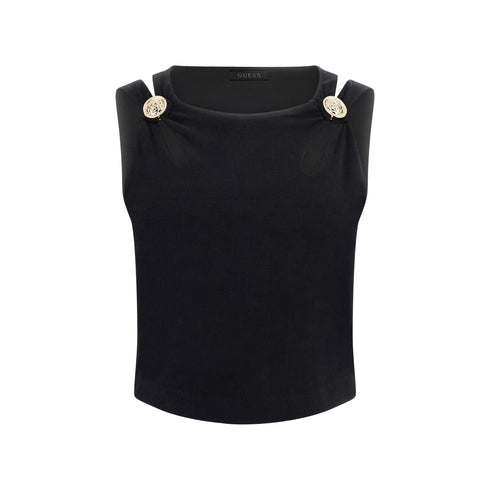 Guess Top Top Donna crop con cut - out Nero P25 - GUESSW5RP13KAQL2 - JBLK - XS - Francavilla Moda