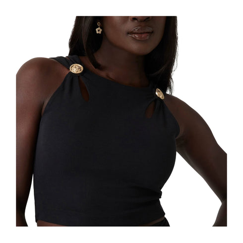 Guess Top Top Donna crop con cut - out Nero P25 - GUESSW5RP13KAQL2 - JBLK - XS - Francavilla Moda