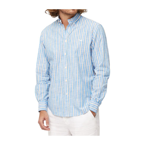 HARMONT & BLAINE Camicia casual Camicia Uomo con motivo a righe Turchese arancio P24-HARMONT & BLAINECRL011012827-849-M - Francavilla Moda