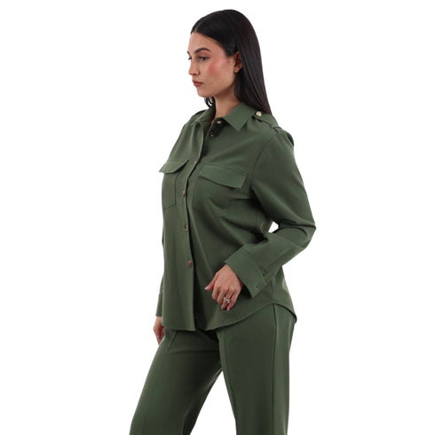 I AM Camicia Camicia Donna con tasche applicate XS P26-I AM33067-MILITARE-XS - Francavilla Moda